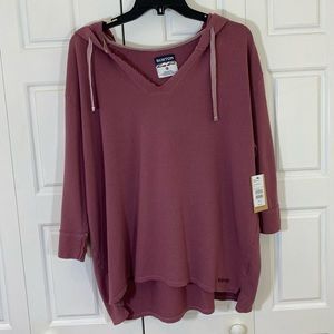 Burton Mauve Brown 3/4 Sleeve Hooded Sweatshirt